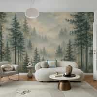 Misty Conifer Forest Wallpaper Mural New 9