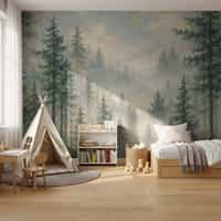 Misty Conifer Forest Wallpaper Mural New 3