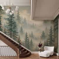 Misty Conifer Forest Wallpaper Mural New 4