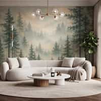 Misty Conifer Forest Wallpaper Mural New 1