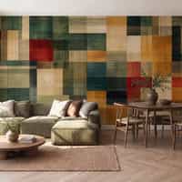 Modern Wallpaper Mural with Woven Geometric Blocks 1