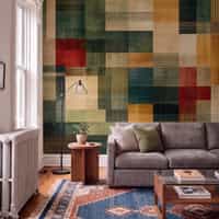 Modern Wallpaper Mural with Woven Geometric Blocks 2