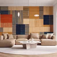Wallpaper Retro Style Geometric Textile Wallpaper Mural 1