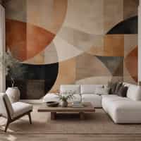 Terracotta Geometric Wallpaper Mural 1