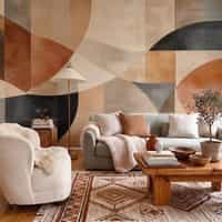 Terracotta Geometric Wallpaper Mural 3