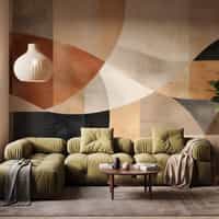 Terracotta Geometric Wallpaper Mural 6