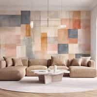 Textured Geometric Wallpaper in Blush and Ochre 3