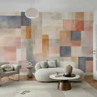 Textured Geometric Wallpaper in Blush and Ochre 2