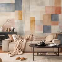 Textured Geometric Wallpaper in Blush and Ochre 1
