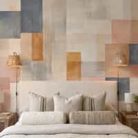 Textured Geometric Wallpaper in Blush and Ochre 5