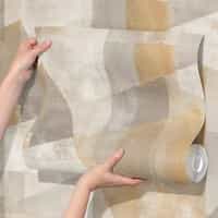 Cream Wallpaper Mural with Geometric Gold Shapes 9