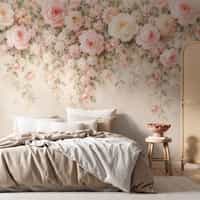 Dark Rose Wallpaper Mural with Blush Floral Canopy 6
