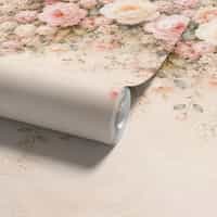 Dark Rose Wallpaper Mural with Blush Floral Canopy 11