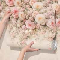 Dark Rose Wallpaper Mural with Blush Floral Canopy 10