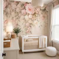 Dark Rose Wallpaper Mural with Blush Floral Canopy 7