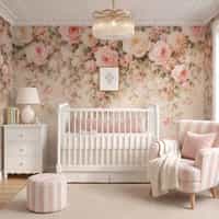 Dark Rose Wallpaper Mural with Blush Floral Canopy 4