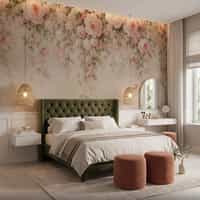 Dark Rose Wallpaper Mural with Blush Floral Canopy 9