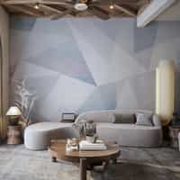 Blue Gray Geometric Wallpaper Mural 4