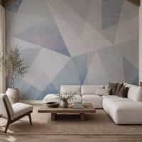 Blue Gray Geometric Wallpaper Mural 2