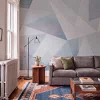 Blue Gray Geometric Wallpaper Mural 8