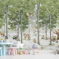 Watercolour Forest Animal Wallpaper Mural 4