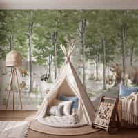 Watercolour Forest Animal Wallpaper Mural 1