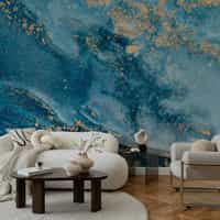 Blue and Gold Marble Wallpaper Mural 3