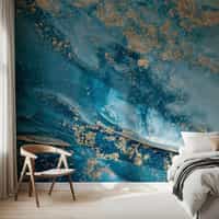 Blue and Gold Marble Wallpaper Mural 2