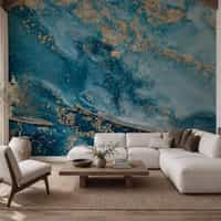 Blue and Gold Marble Wallpaper Mural 7