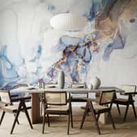 Blue and Gold Marble Wallpaper Mural 2