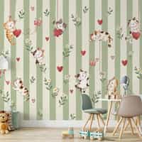 Cute Floral Wallpaper Mural with Kittens 5