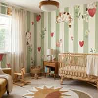Cute Floral Wallpaper Mural with Kittens 4