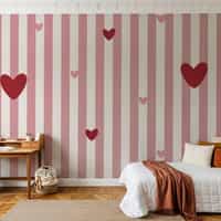 Pink Heart Wallpaper Mural 2