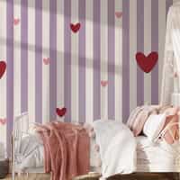 Pink Heart Stripe Wallpaper Mural 3