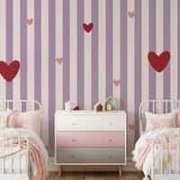 Pink Heart Stripe Wallpaper Mural 4