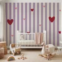 Pink Heart Stripe Wallpaper Mural 5