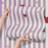 Pink Heart Stripe Wallpaper Mural 8