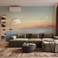 Watercolour Mountain Birds Wallpaper Mural 2