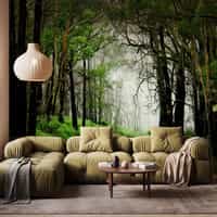 Misty Woodland Road Wallpaper Mural 1