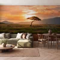 African Savannah Sunset Wallpaper Mural 4