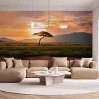 African Savannah Sunset Wallpaper Mural 1