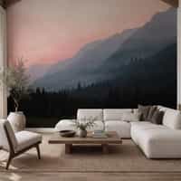 Blush Dawn Mountain Landscape Wallpaper Mural 2