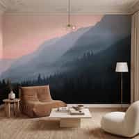 Blush Dawn Mountain Landscape Wallpaper Mural 4