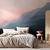 Blush Dawn Mountain Landscape Wallpaper Mural 1