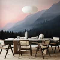 Blush Dawn Mountain Landscape Wallpaper Mural 6