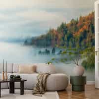 Misty Autumn Forest Wallpaper Mural 1