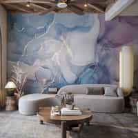 Black and Purple Wallpaper Mural with Blue Ink 2