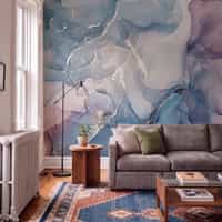 Black and Purple Wallpaper Mural with Blue Ink 5