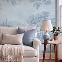 Powder Blue Toile Landscape Wallpaper Mural 3