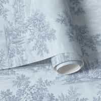 Powder Blue Toile Landscape Wallpaper Mural 9